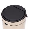 Brabantia Press-Top Kitchen Trash Can | Steel/Black | 8 Gallon / 30L | Home Trash Can with Soft-Touch Stay-Open Lid & Removable Inner Bucket | + Trash Bags(Soft Beige)