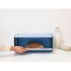 Brabantia Rectangular Fall Front Bread Box | Brilliant Steel | Large Metal Front Opening Bread Store for Kitchen Countertop | Flat Top for Extra Storage, Magnet Closing Lid | Fits 2 Loaves(Dreamy Blue)