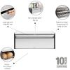 Brabantia Rectangular Fall Front Bread Box | Brilliant Steel | Large Metal Front Opening Bread Store for Kitchen Countertop | Flat Top for Extra Storage, Magnet Closing Lid | Fits 2 Loaves(Matt Steel)