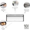 Brabantia Rectangular Fall Front Bread Box | Brilliant Steel | Large Metal Front Opening Bread Store for Kitchen Countertop | Flat Top for Extra Storage, Magnet Closing Lid | Fits 2 Loaves(Brilliant Steel)