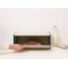 Brabantia Rectangular Fall Front Bread Box | Brilliant Steel | Large Metal Front Opening Bread Store for Kitchen Countertop | Flat Top for Extra Storage, Magnet Closing Lid | Fits 2 Loaves(Soft Beige)