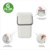 Brabantia Sort & Go Kitchen Countertop Food Scraps Compost Bin | XS / 1.6 Gal / 6L | Light Gray | Removable Stay-Open Lid, Carry Handle, Easy-Clean Recycling Box | Wall-Mounting Bracket Included(Gray)