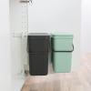 Brabantia Sort & Go Kitchen Countertop Food Scraps Compost Bin | XS / 1.6 Gal / 6L | Light Gray | Removable Stay-Open Lid, Carry Handle, Easy-Clean Recycling Box | Wall-Mounting Bracket Included(Gray / Jade Green)