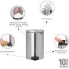 Brabantia Step-On XS Trash Can | Metallic Gold | 0.8 Gallon / 3L | Bathroom, Bedroom, Office Trash Can with Light Pedal Opening, Handle & Removable Inner Bucket | 6.6 x 9.3 x 10.4 | + Trash Bags(Matt Steel)