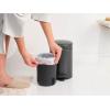 Brabantia Step-On XS Trash Can | Metallic Gold | 0.8 Gallon / 3L | Bathroom, Bedroom, Office Trash Can with Light Pedal Opening, Handle & Removable Inner Bucket | 6.6 x 9.3 x 10.4 | + Trash Bags(Confident Gray)