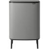 Brabantia Bo Hi Touch Top Kitchen Trash Can with Dual Compartments & Raised Legs | White | 2 x 8 Gal Inner Buckets | Soft-Close, Light Touch Opening, Stay-Open Lid | + Trash Bags(Mineral Concrete Gray)