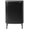 Brabantia Bo Hi Touch Top Kitchen Trash Can with Dual Compartments & Raised Legs | White | 2 x 8 Gal Inner Buckets | Soft-Close, Light Touch Opening, Stay-Open Lid | + Trash Bags(Matt Black)