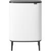Brabantia Bo Hi Touch Top Kitchen Trash Can with Dual Compartments & Raised Legs | White | 2 x 8 Gal Inner Buckets | Soft-Close, Light Touch Opening, Stay-Open Lid | + Trash Bags(White)
