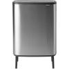Brabantia Bo Hi Touch Top Kitchen Trash Can with Dual Compartments & Raised Legs | White | 2 x 8 Gal Inner Buckets | Soft-Close, Light Touch Opening, Stay-Open Lid | + Trash Bags(Matt Steel FPP)