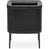 Brabantia Bo Laundry Hamper (White) Removable Laundry Bag 16 Gal, Ventilated Stylish Discreet Dirty Clothes Holder, Flat Back, Anti-Rust Materials for Bathroom Use(Matt Black)