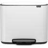 Brabantia Bo Step-On Kitchen Trash Can with Dual Compartments | Matt Black | 3 + 6 Gal Inner Buckets | Soft-Close Garbage Can, Light Pedal Operation, Stay-Open Lid | Fits Against Wall | + Trash Bags(White)