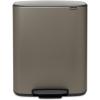 Brabantia Bo Step-On Kitchen Trash Can with Dual Compartments | Matt Black | 3 + 6 Gal Inner Buckets | Soft-Close Garbage Can, Light Pedal Operation, Stay-Open Lid | Fits Against Wall | + Trash Bags(Platinum)