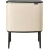 Brabantia Bo Touch Top Kitchen Trash Can with Single Compartment | Mineral Gray | 16 Gal Inner Bucket | Soft-Close Garbage Can, Light Touch Opening, Stay-Open Lid | Fits Against Wall | + Trash Bags(Soft Beige)