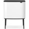 Brabantia Bo Touch Top Kitchen Trash Can with Single Compartment | Mineral Gray | 16 Gal Inner Bucket | Soft-Close Garbage Can, Light Touch Opening, Stay-Open Lid | Fits Against Wall | + Trash Bags(White)