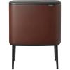 Brabantia Bo Touch Top Kitchen Trash Can with Single Compartment | Mineral Gray | 16 Gal Inner Bucket | Soft-Close Garbage Can, Light Touch Opening, Stay-Open Lid | Fits Against Wall | + Trash Bags(Mineral Cosy Brown)