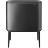 Brabantia Bo Touch Top Kitchen Trash Can with Single Compartment | Mineral Gray | 16 Gal Inner Bucket | Soft-Close Garbage Can, Light Touch Opening, Stay-Open Lid | Fits Against Wall | + Trash Bags(Confident Gray)