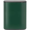 Brabantia Bo Touch Top Kitchen Trash Can with Single Compartment | Mineral Gray | 16 Gal Inner Bucket | Soft-Close Garbage Can, Light Touch Opening, Stay-Open Lid | Fits Against Wall | + Trash Bags(Pine Green)