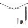 Brabantia Lift-O-Matic Outdoor 4 Arm Clothesline (164 ft/Ø 1.8″) Height Adjustable, Folding Clothes Drying Rack + Ground Spike & Cover (Gray)(Anthracite)