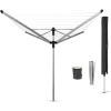 Brabantia Lift-O-Matic Outdoor 4 Arm Clothesline (164 ft/Ø 1.8″) Height Adjustable, Folding Clothes Drying Rack + Ground Spike & Cover (Gray)(Gray)