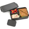 Brabantia Make & Take Bento Lunch Box (Dark Gray) 2 Compartments & Lidded Pot, Lift-Out Tray Divider, BPA-Free, Airtight Snap Locks, Microwave & Freezer Safe, Travel Meal Prep Container(Dark Gray)