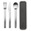Brabantia Make & Take Cutlery Set with Case (Set of 3) Travel Knife, Spoon, & Fork, Hygienic Compact Design, Stainless Steel, Dishwasher Safe