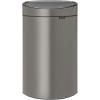 Brabantia Press-Top Kitchen Trash Can | Steel/Black | 8 Gallon / 30L | Home Trash Can with Soft-Touch Stay-Open Lid & Removable Inner Bucket | + Trash Bags(Platinum)