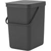 Brabantia Sort & Go Kitchen Countertop Food Scraps Compost Bin | XS / 1.6 Gal / 6L | Light Gray | Removable Stay-Open Lid, Carry Handle, Easy-Clean Recycling Box | Wall-Mounting Bracket Included(Gray)
