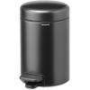 Brabantia Step-On XS Trash Can | Metallic Gold | 0.8 Gallon / 3L | Bathroom, Bedroom, Office Trash Can with Light Pedal Opening, Handle & Removable Inner Bucket | 6.6 x 9.3 x 10.4 | + Trash Bags(Confident Gray)