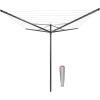 Brabantia Topspinner Outdoor 4 Arm Spinning Clothesline (164 ft/Ø 1.8″) Rotating, Folding Clothes Drying Rack + Concrete Ground Tube (Gray)(Anthracite)
