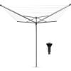 Brabantia Topspinner Outdoor 4 Arm Spinning Clothesline (164 ft/Ø 1.8″) Rotating, Folding Clothes Drying Rack + Concrete Ground Tube (Gray)(Gray)