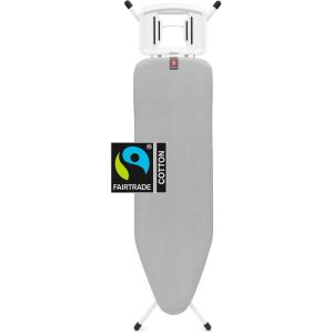 Brabantia – Ironing Board B – Solid Steam Iron Rest – Adjustable Height – Non-Slip Rubber Feet – 100% Fairtrade Cotton Cover with Foam Padding – Foldable – Metallized – Size B (49 x 15 in)(Metallized)