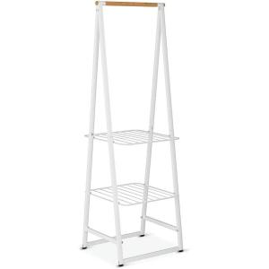 Brabantia – Linn Clothes Rack, Compact – Free Standing Clothing Rail – Clothes Storage – Hang, Air, or Dry Clothes – Sturdy Steel Frame & Bamboo Rod – 19 x 13 x 67 inches – Black(White)