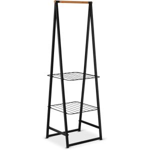 Brabantia – Linn Clothes Rack, Compact – Free Standing Clothing Rail – Clothes Storage – Hang, Air, or Dry Clothes – Sturdy Steel Frame & Bamboo Rod – 19 x 13 x 67 inches – Black(Black)