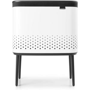 Brabantia Bo Laundry Hamper (White) Removable Laundry Bag 16 Gal, Ventilated Stylish Discreet Dirty Clothes Holder, Flat Back, Anti-Rust Materials for Bathroom Use(White)