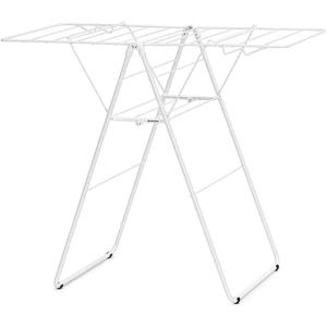 Brabantia HangOn Compact Clothes Drying Rack | 49ft (15m) | White | Small Indoor Clothes Airer Laundry Stand with 2 Fold-Out Wings & Hanger Hooks, Folds Flat, Ideal for Condos | Fits Full Load(Fresh White)