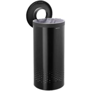 Brabantia Laundry Basket with Lid | 16 Gal Washing Hamper with Removable Cotton Bag & Quick-Drop Opening | Space-Saving Laundry Hamper | Matt Black(Matt Black)
