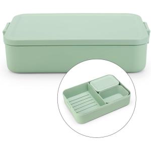 Brabantia Make & Take Bento Lunch Box (Dark Gray) 2 Compartments & Lidded Pot, Lift-Out Tray Divider, BPA-Free, Airtight Snap Locks, Microwave & Freezer Safe, Travel Meal Prep Container(Jade Green)