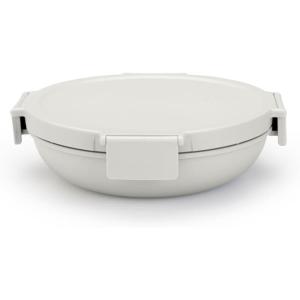 Brabantia Make & Take Breakfast Bowl with Removable Clear Compartment for Toppings (Jade Green) 100% Leakproof, Microwave & Freezer Safe, Oats, Fruit, Cereal Container (17 fl oz)(Light Grey)