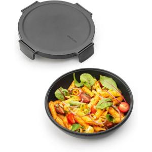 Brabantia Make & Take Lunch Bowl (Dark Gray) 100% Leakproof, Convenient Flat Design, Microwave & Freezer Safe, Pasta, Noodles, Meal Prep Container(Dark Gray)