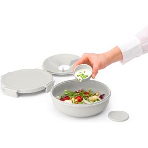 Brabantia Make & Take Lunch Bowl (Dark Gray) 100% Leakproof, Convenient Flat Design, Microwave & Freezer Safe, Pasta, Noodles, Meal Prep Container(Light Grey)