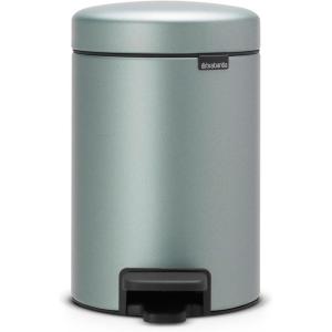 Brabantia New Icon Step Trash Can (0.8 Gal/Matt Black) Soft Closing Kitchen Garbage/Recycling Can with Removable Bucket(Metallic Mint)