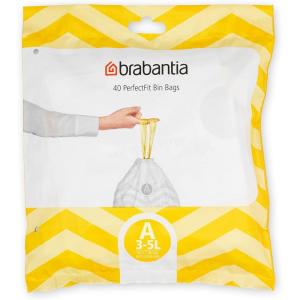 Brabantia PerfectFit Trash Bags (Size O/8 Gal) Thick Plastic Trash Can Liners with Drawstring Handles (40 Bags)(White – Code A)