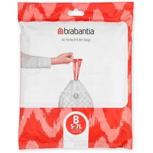 Brabantia PerfectFit Trash Bags (Size O/8 Gal) Thick Plastic Trash Can Liners with Drawstring Handles (40 Bags)(White – Code B)