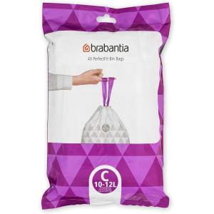 Brabantia PerfectFit Trash Bags (Size O/8 Gal) Thick Plastic Trash Can Liners with Drawstring Handles (40 Bags)(White – Code C)