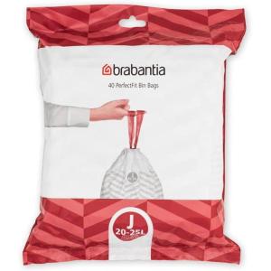 Brabantia PerfectFit Trash Bags (Size O/8 Gal) Thick Plastic Trash Can Liners with Drawstring Handles (40 Bags)(White – Code J)