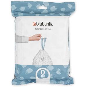 Brabantia PerfectFit Trash Bags (Size O/8 Gal) Thick Plastic Trash Can Liners with Drawstring Handles (40 Bags)(White – Code O)