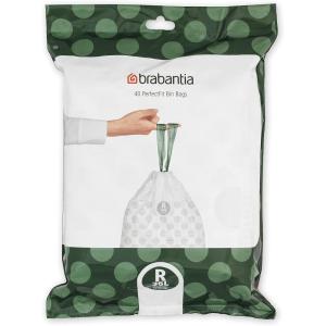 Brabantia PerfectFit Trash Bags (Size O/8 Gal) Thick Plastic Trash Can Liners with Drawstring Handles (40 Bags)(White – Code R)