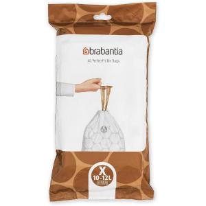 Brabantia PerfectFit Trash Bags (Size O/8 Gal) Thick Plastic Trash Can Liners with Drawstring Handles (40 Bags)(White – Code X)