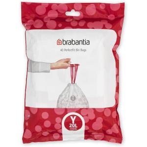 Brabantia PerfectFit Trash Bags (Size O/8 Gal) Thick Plastic Trash Can Liners with Drawstring Handles (40 Bags)(White – Code Y)