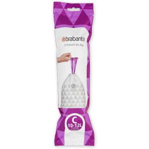 Brabantia PerfectFit Trash Bags (Size O/8 Gal) Thick Plastic Trash Can Liners with Drawstring Handles (40 Bags)(White)